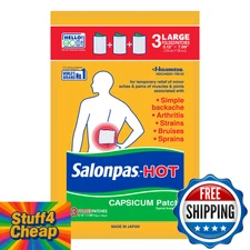 Salonpas HOT Capsicum Pain Relieving Patch, 3-Count (12 Pack), Back, Neck, Shoul