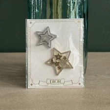 Christian Dior Novelty 2025 Holiday Hair Clips 2pieces Logo Silver Gold Unopened