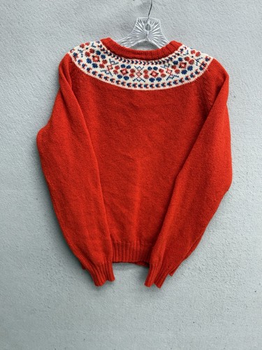 Vintage Red Fair Isle Shetland Wool Yoke Cardigan Made In Scotland Size Medium, Size M, $37.99 - Photo 7