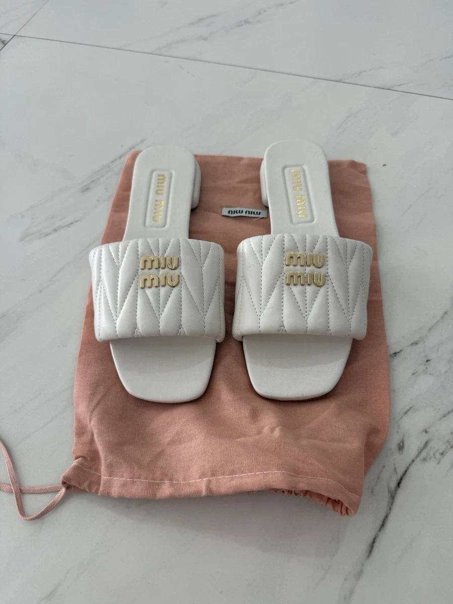 Miu Miu Slide Sandals for Women with Upper Leather for sale | eBay