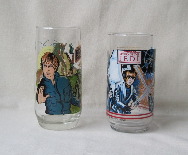 STAR WARS Burger King 1983 Glasses ROTJ Empire Strikes Back Luke Vintage Lot 2