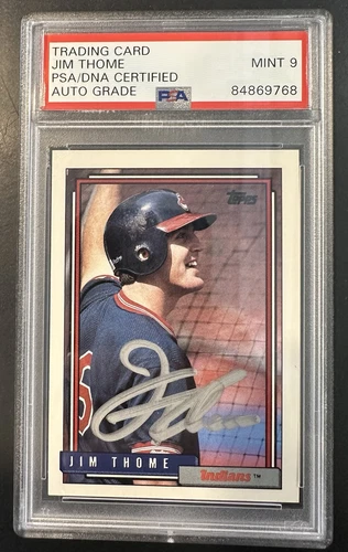 Jim Thome Autographed 1992 Topps PSA Authentic 9 #768 Guardians