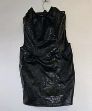 PrettyLittleThing Dress Womens 2 Faux Leather Bodycon Croc Party Goth Grunge
