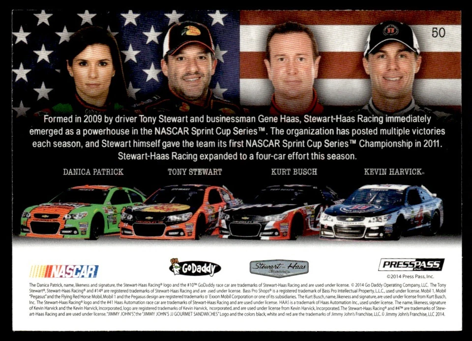 2014 Press Pass American Thunder  Patrick / Stewart / Busch / Harvick #50 E - Image 2 of 2