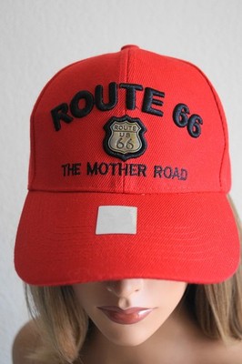 Route 66 Cap Hat Adult Embroidered/Metal Logo Adjustable Red/Black NWOT