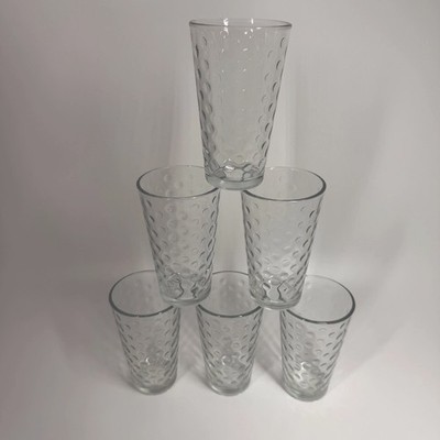 Vintage Libbey Awa Optic Bubble Polka Dot Glass Set of 6 Clear Tumblers