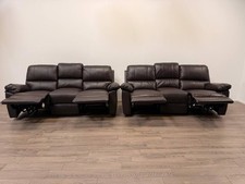 Toby Brown Faux Leather Recliner Sofa Set – 3 & 3 Seater