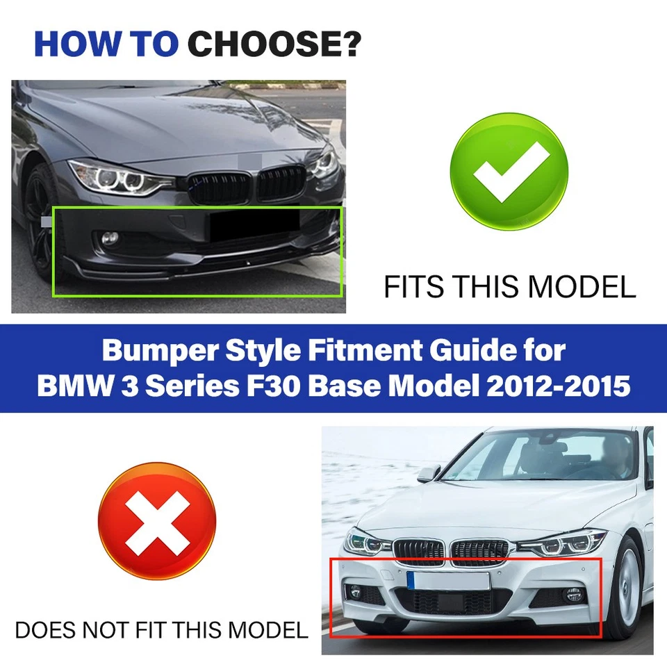 Alerón divisor de labios para parachoques delantero negro brillante base BMW F30 320i 328i 2012-16 Foto 2 de 4