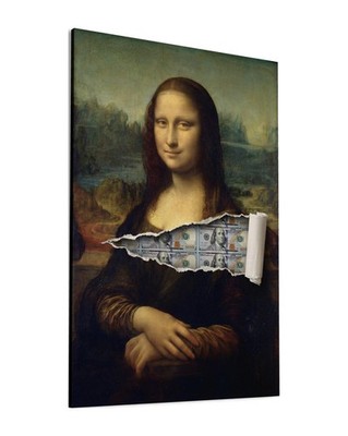 Mona Lisa Leinwand Bild Geld Börse Wall Street Krypto Cash Kohle