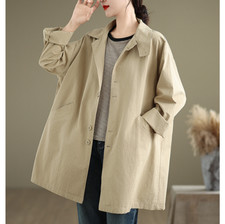 Women's Trench Coat Loose Fit Casual Jacket Lightweight Fall Windbreaker Fashion