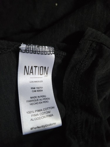 Nation LTD Womens Puffy Sleeves Tee Shirt Black Cotton Size Medium - Picture 6 of 6