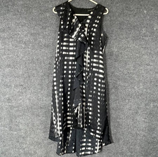 Banana Republic Dress Womens 8 Black Lined Ruffle Abstract Sleeveless Beautiful