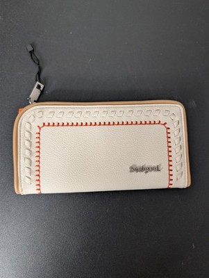 Desigual Ines Long Wallet Topstitching Raw Cream & Terracotta