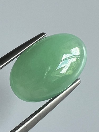 Natural Untreated Certified Green Burma Jade Cabochon 7.38 ct 16 x 10 mm