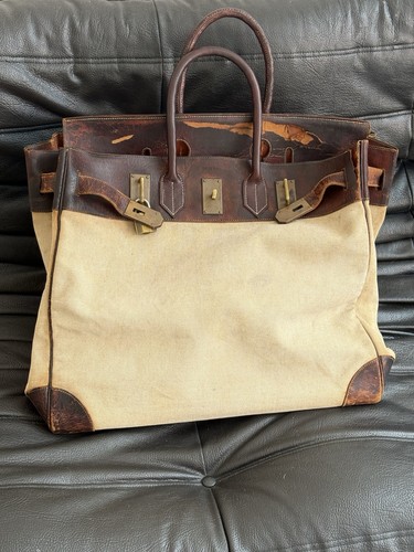 Hermes Birkin HAC 50 1960 Brown Toille GHW