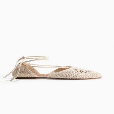 NWT hm Women's Crochet-Look Ballet Flats