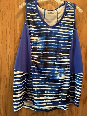 Women s Blue Striped Sleeveless Tank Too, Size 1x