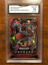  2020 Prizm Draft Picks James Wiseman #82 Red Ice Prizm Rookie RC GMA 10 Gem