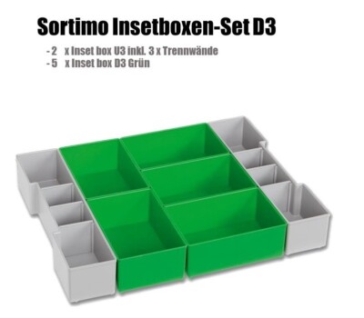 InsetBoxen D3 (Grün/Grau) für die SystemKoffer L-BOXX 102