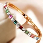 Thick 18K Rose Gold GF Made With SWAROVSKI Crystal Channel-Set Colorful Bangle