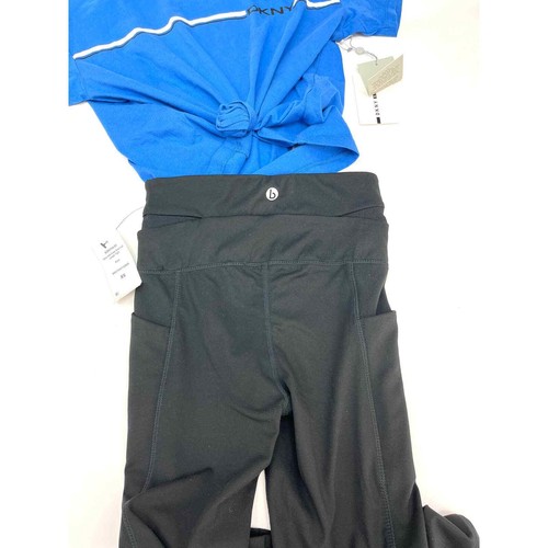 2PC DKNY T-Shirt & Cotton:On Full Length Black Tights Workout Gym Set XS NWT - 第 6/7 張圖片