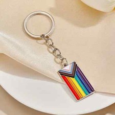 LGBTQ Pride Keychain Rainbow Color Alloy Key Chain Ring Purse Bag Backpack