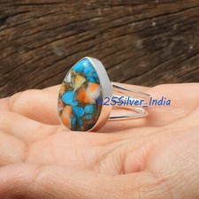 Oyster Turquoise Gemstone 925 Sterling Silver Handmade Ring All Size