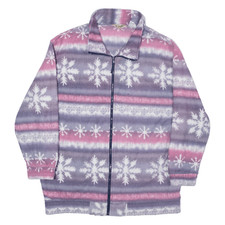 Haband Snowflake Fleece Jacket Pink Womens Xl
