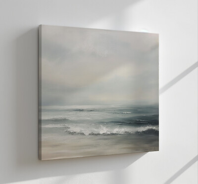 Gewelltes Meer Vintage Ölgemälde Stil Leinwandbild Wandbild, moderne Wohndeko