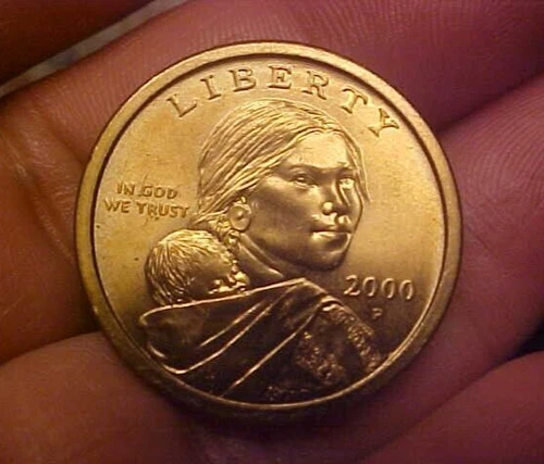 2000 P Sacagawea One Dollar Coin US Liberty Gold Color