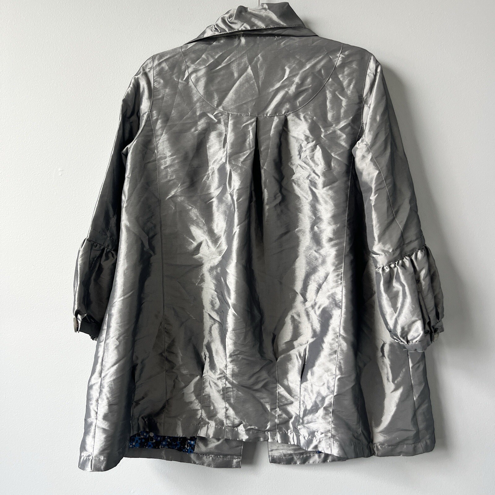 Kenar Silver Windowpane Button Up Jacket Womens S… - image 7