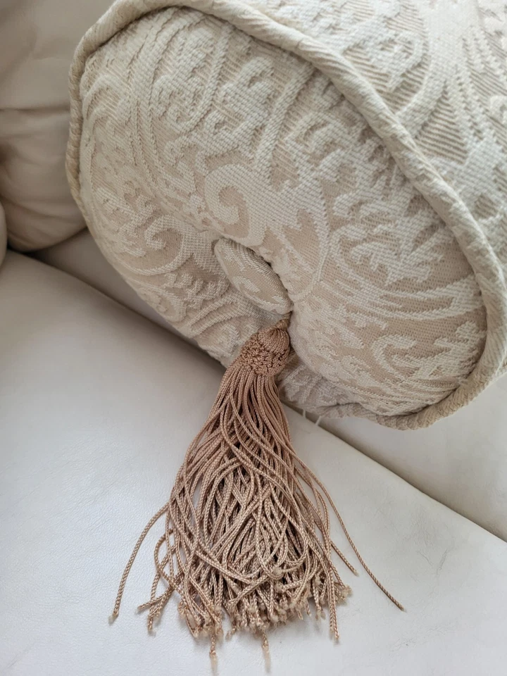 Designer Decorative Accent Bolster Pillow w/tassles Handmade - Image 3 of 4