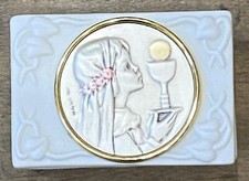 Caja de baratijas de comunión/bautizo/rosario de porcelana italiana 925