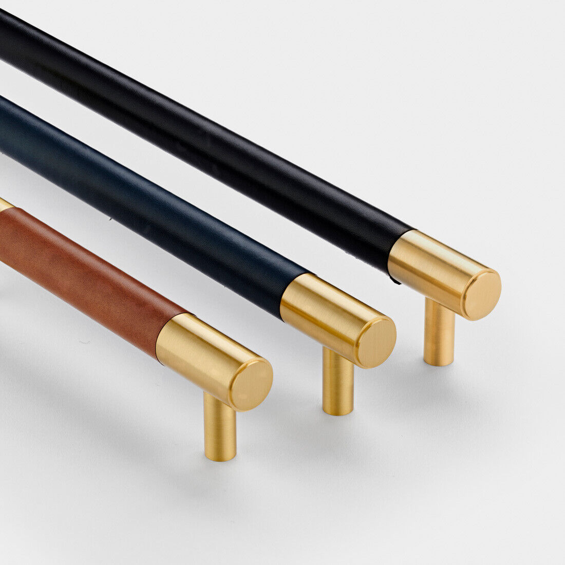 Details zu  Massives Messing Gold mit Braunem Schwarz Blau Leder Türschrank Schubladengriffe Niedriger Preis hergestellt in Japan