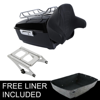 King Pack Trunk Pad & Chrome Mount Fit For Harley Tour Pak Road Glide 2014-2025