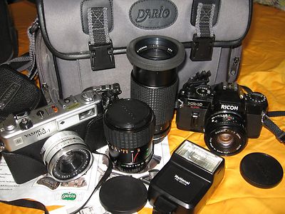 Yashica MG-1& Ricoh KR-10 Super mit Tasche und viele zubehör 