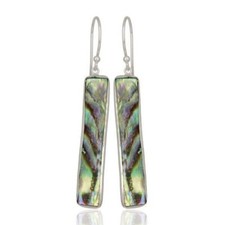 Natural Abalone Shell Gemstone 925 Sterling Silver Dangle Earrings Jewelry