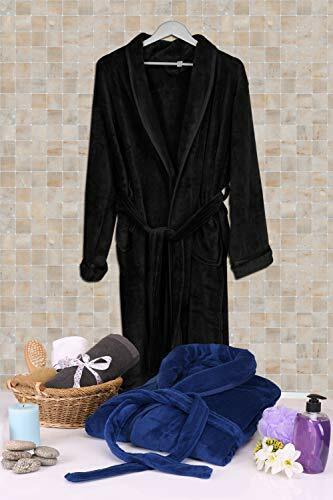 NY Threads Luxurious Mens Shawl Collar Fleece Bath Robe Spa Robe, Black,  XX-Large-3X-Large at  Men's Clothing store