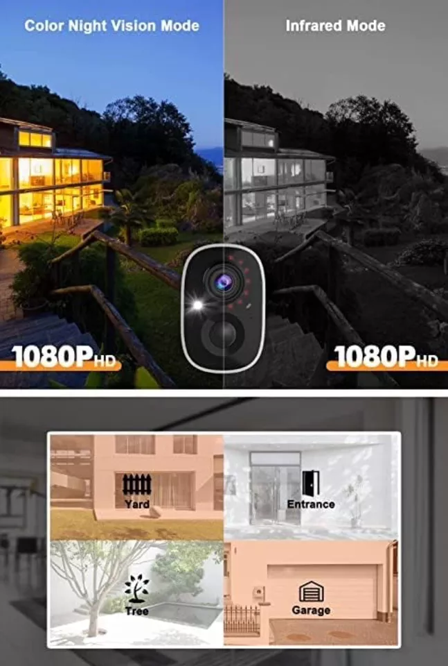 Dzees Outdoor Camera Wireless, IP65 Waterproof Cloud/SD-2-Pack - Image 4 of 4