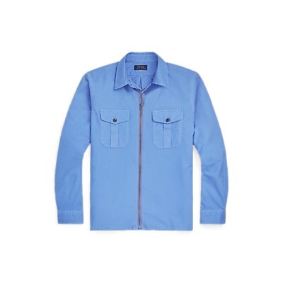 Polo Ralph Lauren Men's SZ S Blue Garment-Dyed Oxford Full Zip