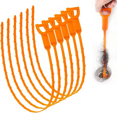 Professional Drain Hair Cleaning Tool Set - 6 Pack Orange