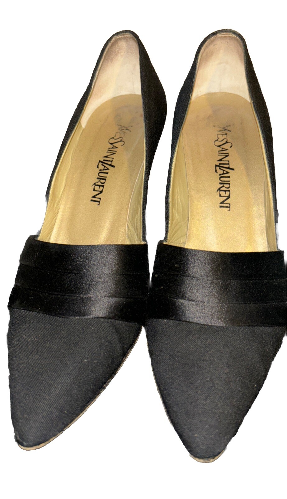 Scarpe Yves Saint Laurent donna taglia 8 nere raso tacco eleganti moda