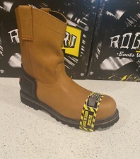 MEN'S STEEL TOE WORK BOOTS PULL ON SAFETY GENUINE LEATHER OIL RESISTANT