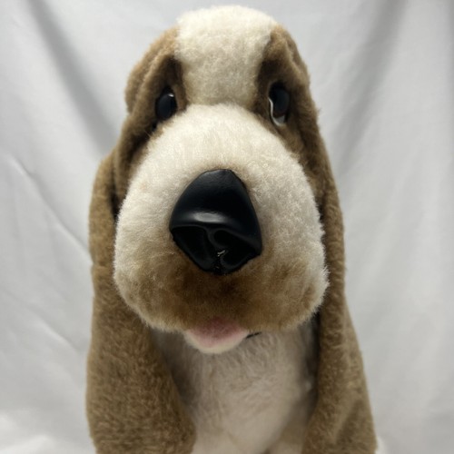 Juguete de peluche realista Basset Hound de 13" vintage años 70 cosido en Haití - Imagen 3 de 9