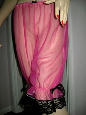  Pink Nylon Pantaloons Long Sheer Sissy lace Adult Knickers