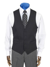 Black Herringbone Waistcoat Masonic Wool Single Breasted Formal Suit Vest New