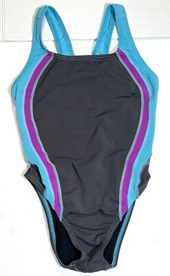 Speedo Race Quantum Splice Super Pro One-Piece Striped Bathing Suit Swimsuit 30