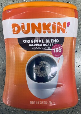 Dunkin Donuts Original Blend MEDIUM ROAST Ground Coffee 45 Oz / 150 ...