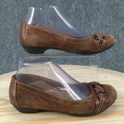 Softspots Posie Ballet Flats Womens 7N Brown Tooled Leather Comfort Shoes 751825