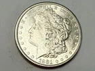 1881-S Morgan U.S. silver dollar. Flashy white BU, bagmarks. #re3